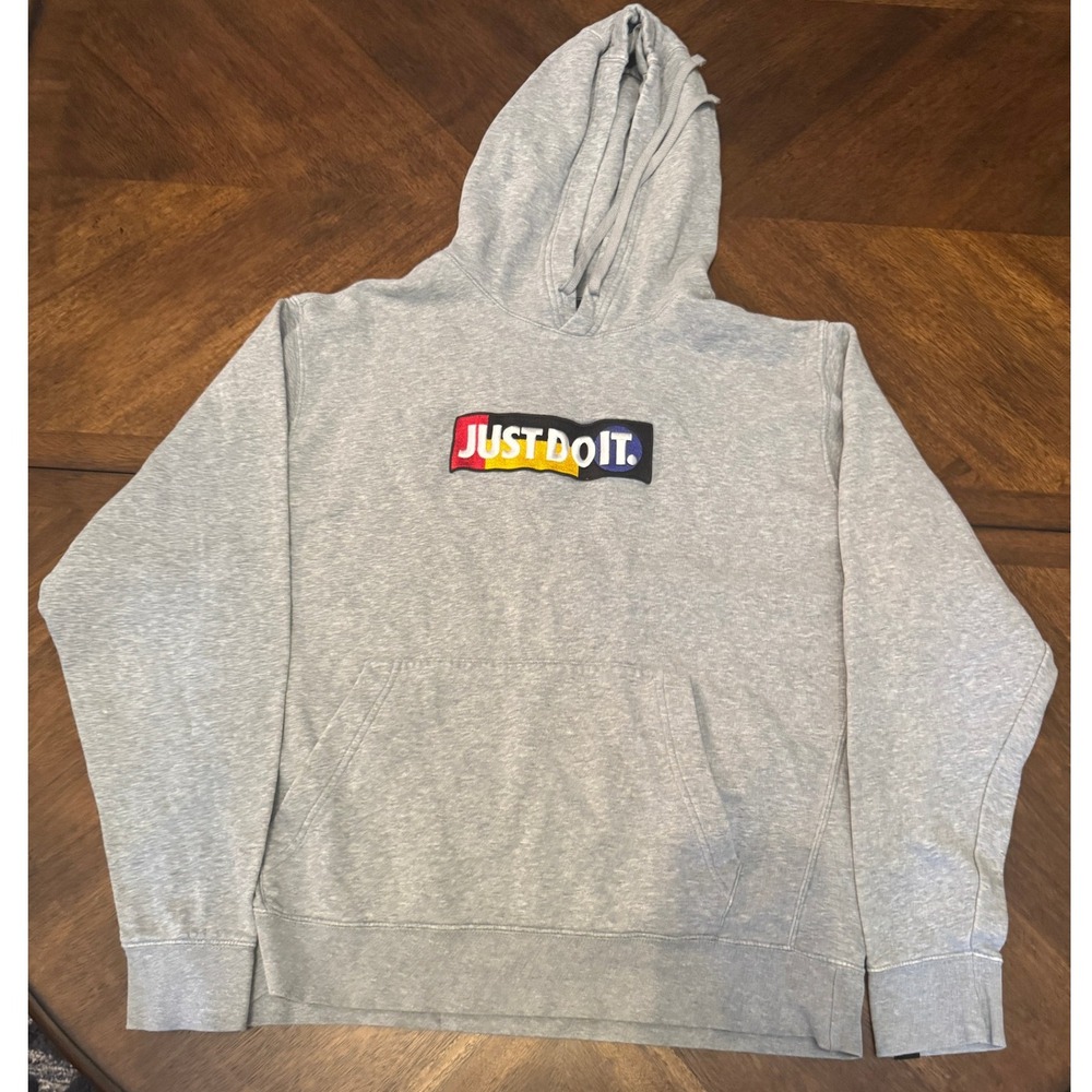 Nike Just Do It Pullover Hoodie Mens XL Extra Large Gray Sweatshirt |E1